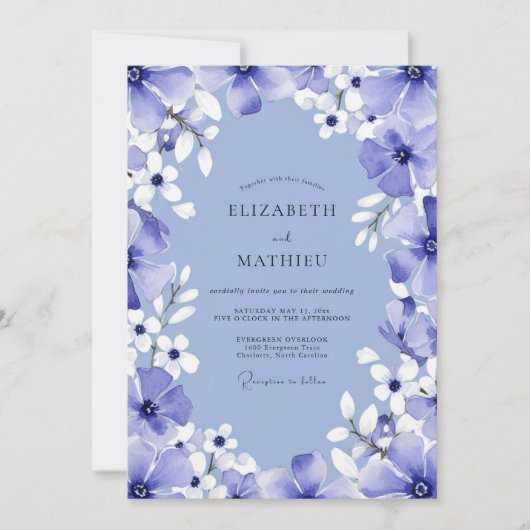 Periwinkle Bloom Romance Wedding Einladung (Vorderseite)