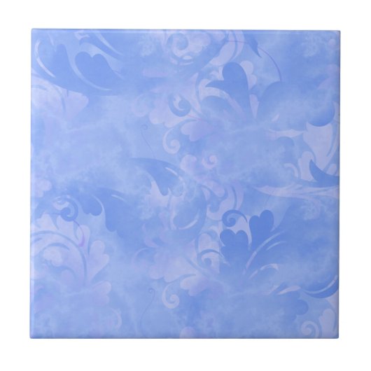 Periwinkle Blue Abstrakt Feather Pattern Fliese (Vorderseite)