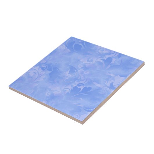 Periwinkle Blue Abstrakt Feather Pattern Fliese (Seite)