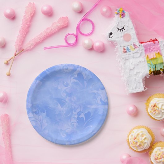 Periwinkle Blue Abstrakt Feather Pattern Pappteller (Party)