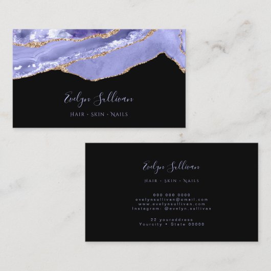 Periwinkle Blue Age Black Visitenkarte (Vorne/Hinten)