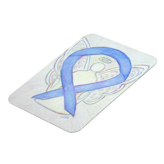 Periwinkle Blue Awareness Ribbon Angel Art Magnet (Linke Seite)
