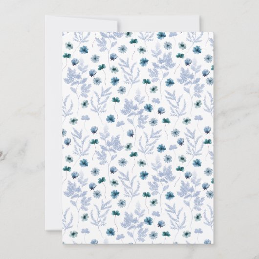 Periwinkle Blue Boho Wildblume Brautparty Einladung (Rückseite)