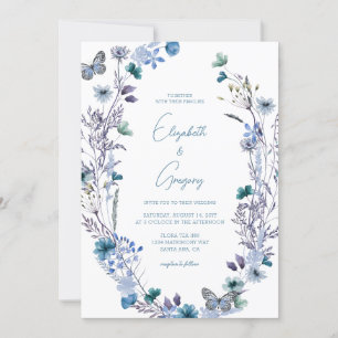Periwinkle Blue Boho Wildblume Hochzeit Einladung