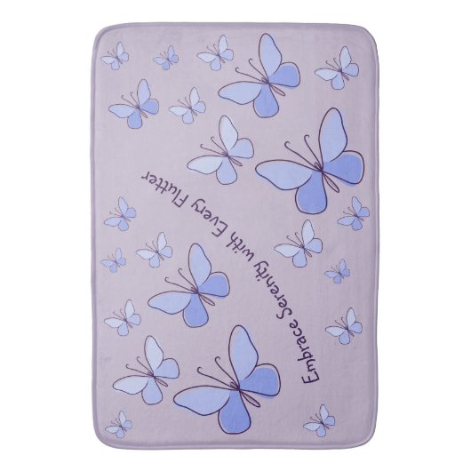 Periwinkle Blue Butterfly Flutter Lavender Grau Badematte (Vorderseite Vertikal)