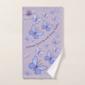 Periwinkle Blue Butterfly Flutter Lavender Grau Badhandtuch Set (Handtuch)