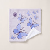 Periwinkle Blue Butterfly Flutter Lavender Grau Badhandtuch Set (Waschlappen)