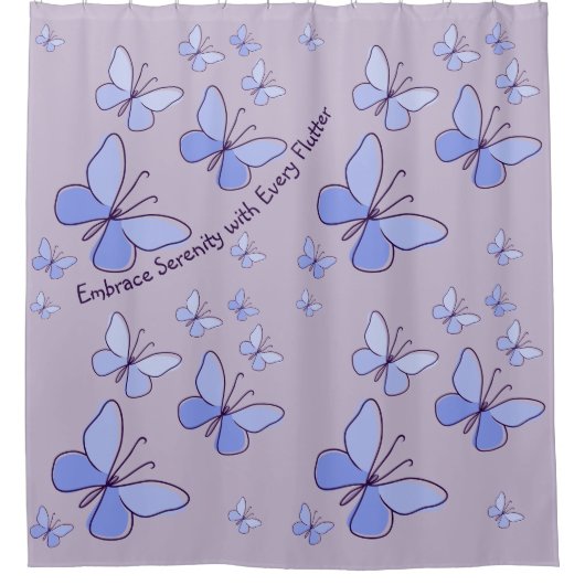 Periwinkle Blue Butterfly Flutter Lavender Grau Duschvorhang (Vorderseite)