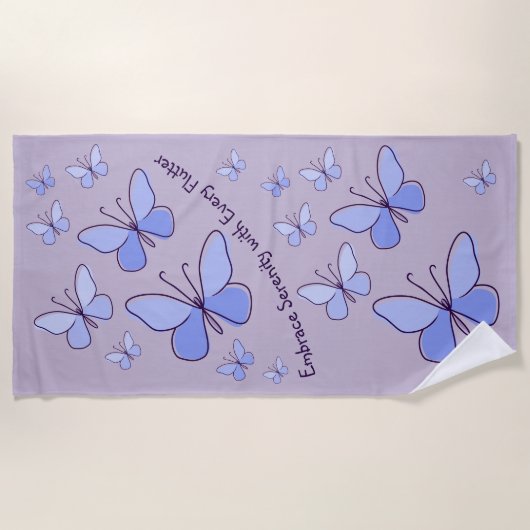 Periwinkle Blue Butterfly Flutter Lavender Grau Strandtuch (Vorderseite)