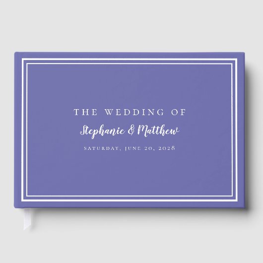 Periwinkle Blue Chic Simple Modern Wedding Elegant Gästebuch (Vorderseite)
