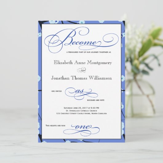 Periwinkle Blue Christlich Wedding Einladung (Stehend Vorderseite)