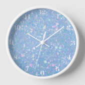 Periwinkle Blue Chunky Glitzer Glam Clock Uhr (Vorderseite)