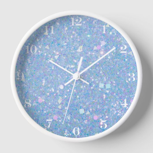 Periwinkle Blue Chunky Glitzer Glam Clock Uhr (Vorderseite)