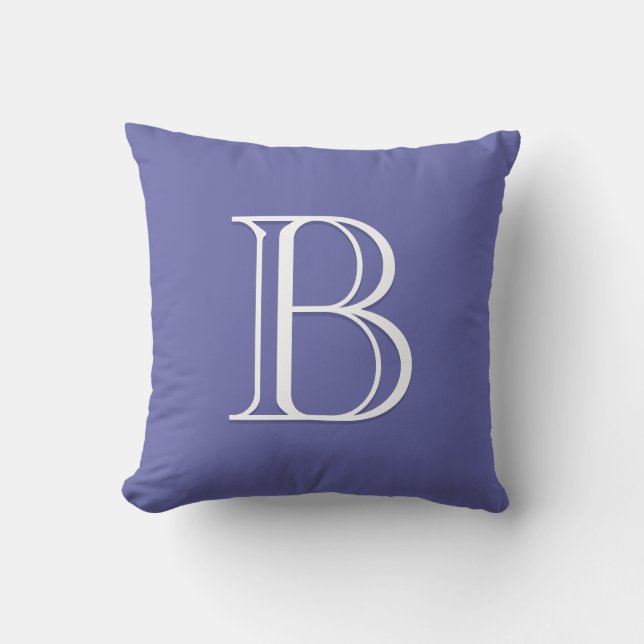 Periwinkle Blue Custom Letter Mit Monogramm Initia Kissen (Vorderseite)