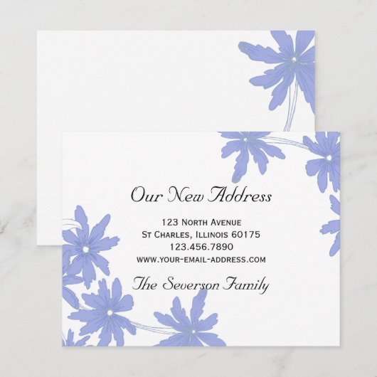 Periwinkle Blue Daisies neue Adresse Ankündigung (Vorne/Hinten)