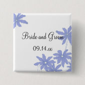 Periwinkle Blue Daisies on White Wedding Button (Vorderseite)