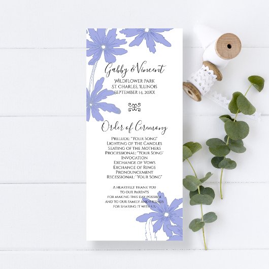 Periwinkle Blue Daisies Wedding Program Programm