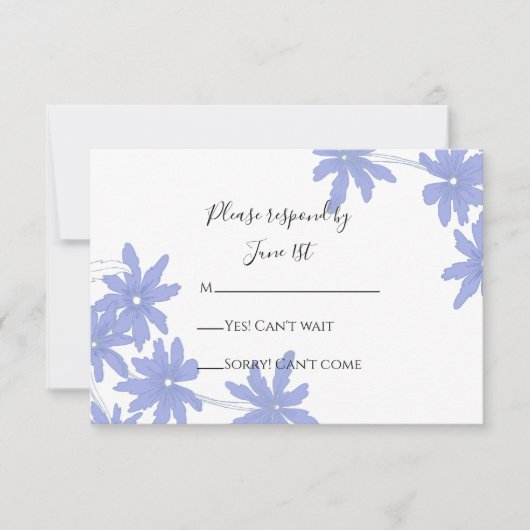 Periwinkle Blue Daisies Wedding RSVP Response Card Karte (Vorderseite)