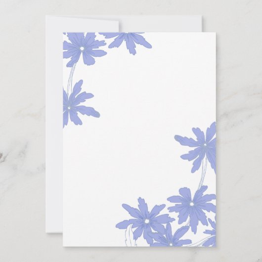 Periwinkle Blue Daisies Wedding Save the Date (Rückseite)
