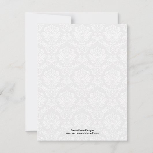 Periwinkle Blue Damask Monogram Probe Dinner Einladung (Rückseite)