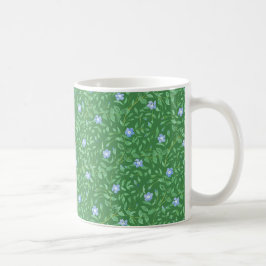 Periwinkle Blue Dark Green Country Stil Floral Kaffeetasse