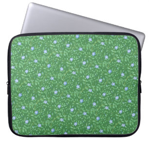 Periwinkle Blue Dark Green Country Stil Floral Laptopschutzhülle