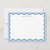 Periwinkle Blue & Deep Teal Wavy Note Card Einladung (Vorderseite)