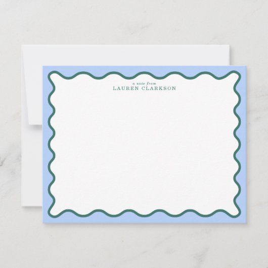 Periwinkle Blue & Deep Teal Wavy Note Card Einladung (Vorderseite)