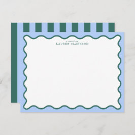Periwinkle Blue & Deep Teal Wavy Note Card Einladung
