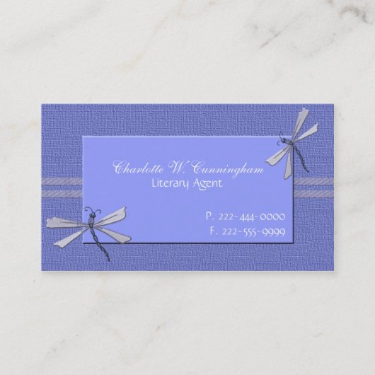 Periwinkle Blue Dragonfis Custom Business Card Visitenkarte (Vorderseite)