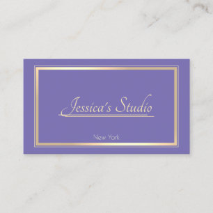 Periwinkle Blue Elegant Gold Frame Custom Services Visitenkarte
