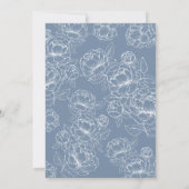Periwinkle Blue Elegant Hand-Drawn Floral Wedding  Einladung (Rückseite)