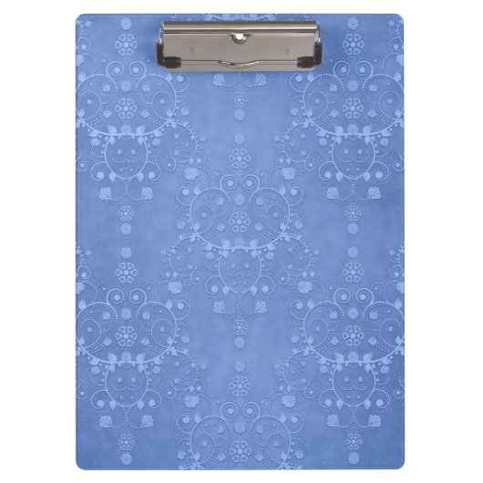 Periwinkle Blue Extravagant Damask Muster Klemmbrett (Vorderseite)