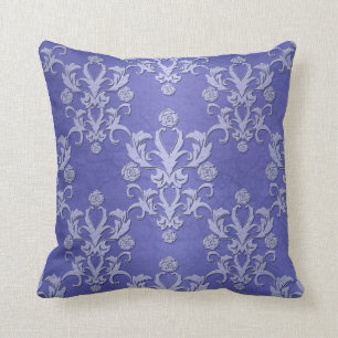 Periwinkle Blue Extravagant Floral Damask Muster Kissen