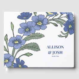 Periwinkle Blue Floral Moderne Hochzeit Gästebuch
