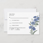Periwinkle Blue Floral Moderne Hochzeitsreaktion, RSVP Karte (Vorderseite)