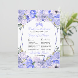 Periwinkle Blue Floral Quinceanera Court of Honor Einladung