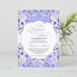 Periwinkle Blue Floral Quinceanera Geburtstag Einladung