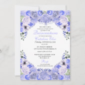 Periwinkle Blue Floral Quinceanera Geburtstag Einladung (Vorderseite)