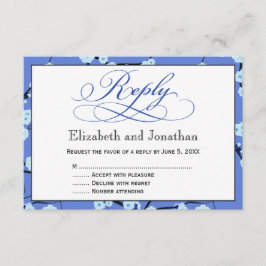 Periwinkle Blue Floral Reply RSVP Card