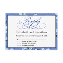 Periwinkle Blue Floral Reply RSVP Card