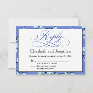 Periwinkle Blue Floral Reply RSVP Card Karte