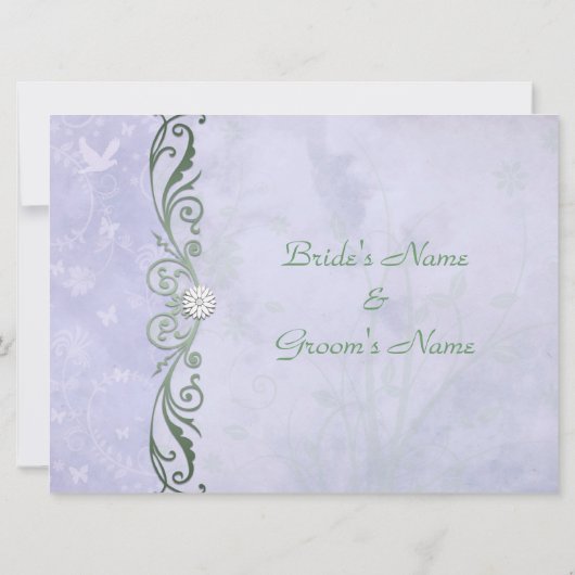 Periwinkle Blue Floral Spring Wedding Einladung (Rückseite)