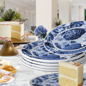 Periwinkle Blue Floral Toile No.1 Pappteller