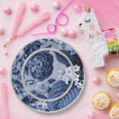 Periwinkle Blue Floral Toile No.1 Pappteller (Party)