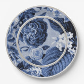 Periwinkle Blue Floral Toile No.1 Pappteller (Vorderseite)