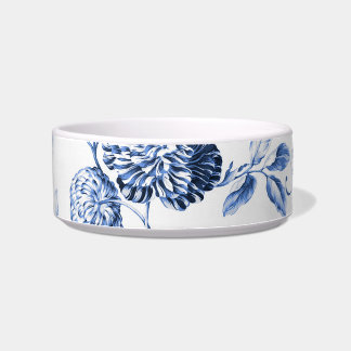 Periwinkle Blue Floral Toile Pet Name anpassen Napf