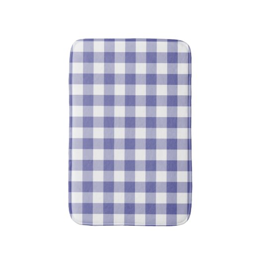 Periwinkle Blue Gingham Karo Modernes Muster Badematte (Vorderseite Vertikal)