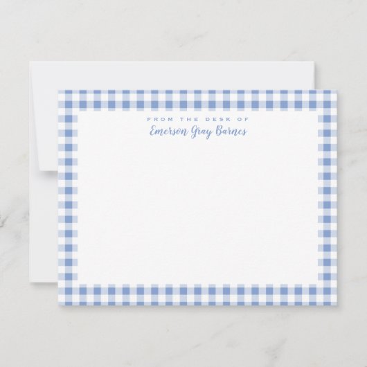 Periwinkle Blue Gingham Personal Stationery Card Dankeskarte (Vorderseite)