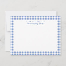 Periwinkle Blue Gingham Personal Stationery Card Dankeskarte